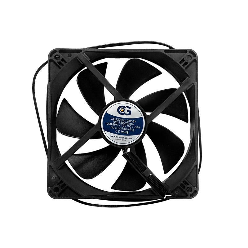 Coolerguys Dual Ball Bearing 12v 3pin Fan (120x25mm, Low Speed) - Image 1
